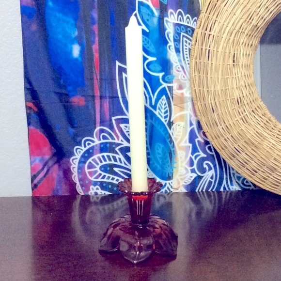 Vintage Red Candle Holder & or Candy Dish - Picture 3 of 3